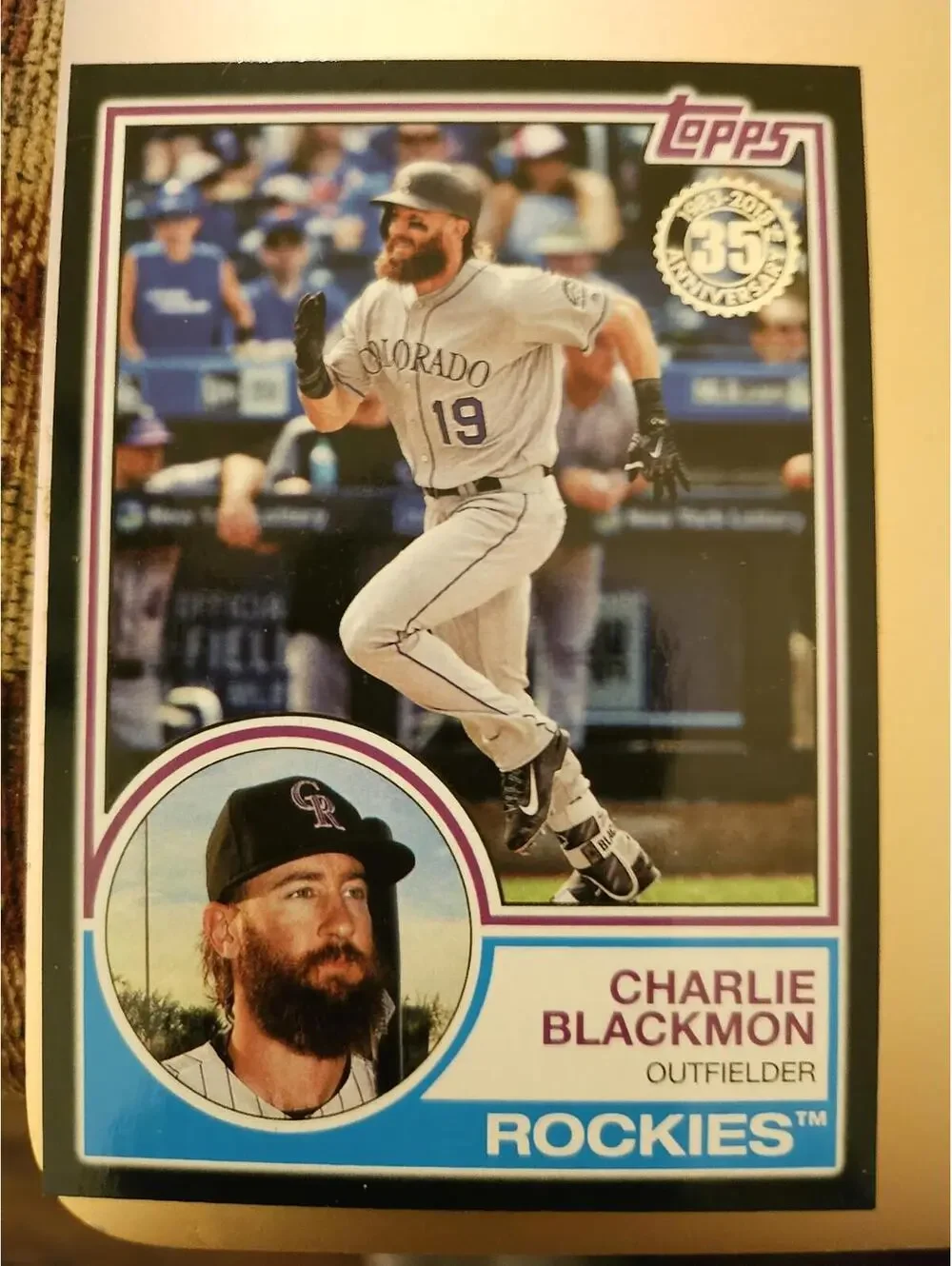 Charlie Blackmon 2018 Topps #83-27 - 1983 Black Insert #037/299 - RAW Mint